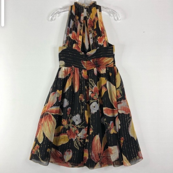 Anthropologie Anna Sui Black Metallic Silk Dress 2 - Picture 3 of 4